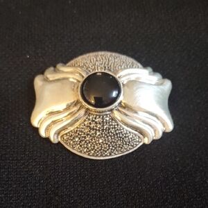 Sterling Silver Brooch with Black Accent